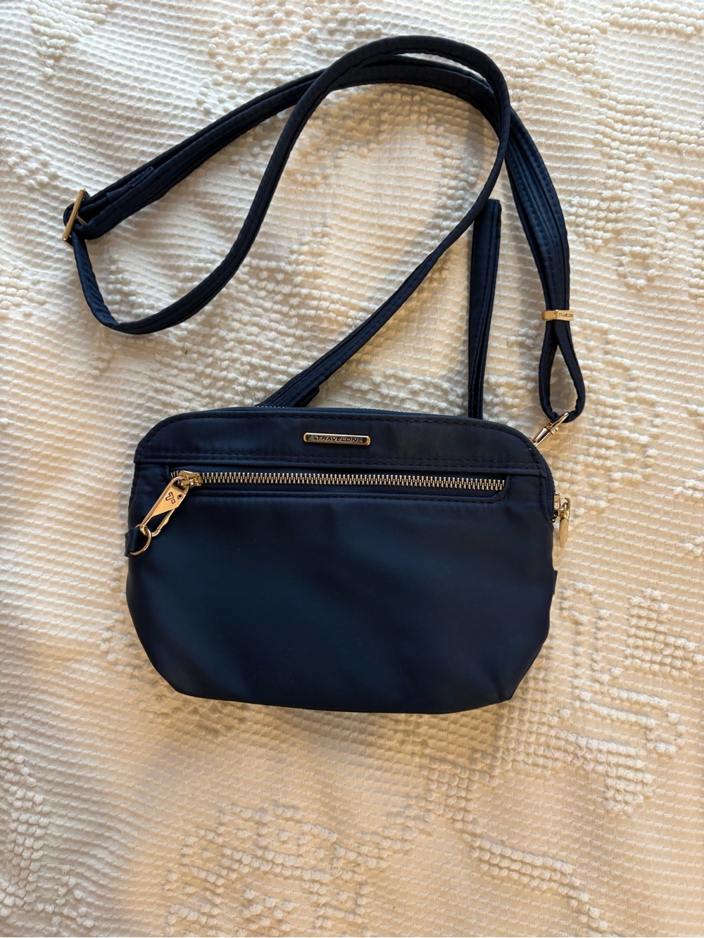 Travelon Navy Crossbody Bag with Gold Hardware